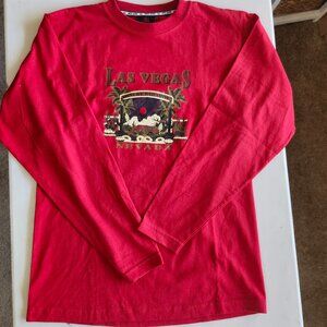 CO Jeans Las Vegas Nevada Graphic Long Sleeve T-Shirt Red XL USA Made